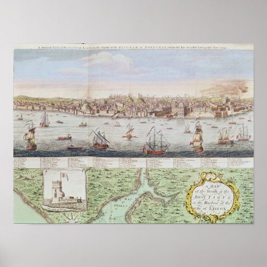 Uitzicht van Lissabon, 1755 Poster (Voorkant)