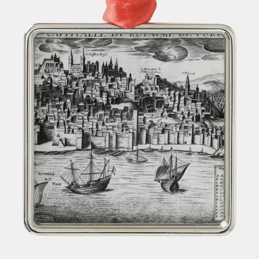 Uitzicht van Lissabon Metalen Ornament (Voorkant)