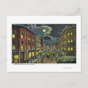 Uitzicht van Lissabon Street in Night Briefkaart