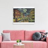 Uitzicht van Lissabon Street in Night Canvas Afdruk (Insitu (Woonkamer))