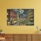 Uitzicht van Lissabon Street in Night Canvas Afdruk (Insitu (Woonkamer))