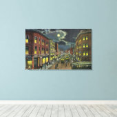 Uitzicht van Lissabon Street in Night Canvas Afdruk (Insitu (Houten vloer))