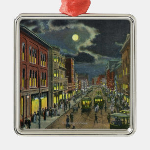 Uitzicht van Lissabon Street in Night Metalen Ornament