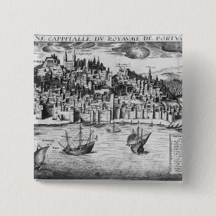 Uitzicht van Lissabon Vierkante Button 5,1 Cm