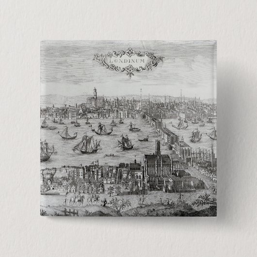 Uitzicht van Londen Vierkante Button 5,1 Cm (Voorkant)