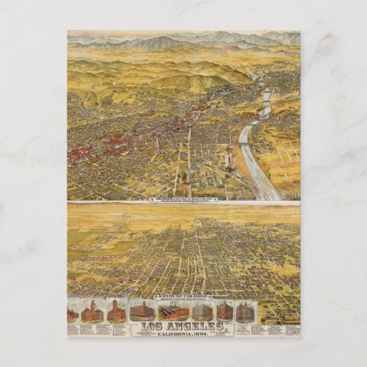 Uitzicht van Los Angeles, 1894 Briefkaart (Voorkant)