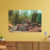 Uitzicht van Lumberjacks, Logging SceneSterling, C Canvas Afdruk (Insitu (Woonkamer))