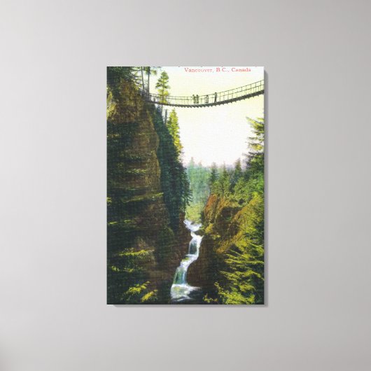 Uitzicht van Lynn Canyon Suspension Bridge Canvas Afdruk (Voorkant)