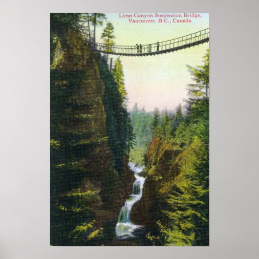 Uitzicht van Lynn Canyon Suspension Bridge Poster (Voorkant)