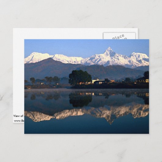 Uitzicht van Macchapuchhre boven het Pokhara-meer, Briefkaart (Voorkant / Achterkant)