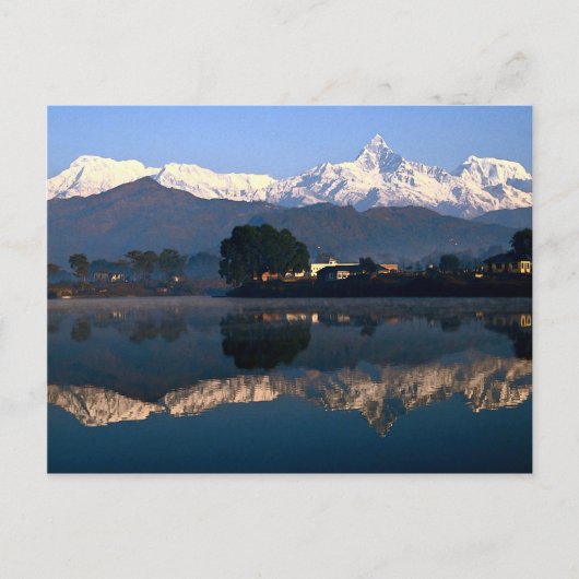 Uitzicht van Macchapuchhre boven het Pokhara-meer, Briefkaart (Voorkant)