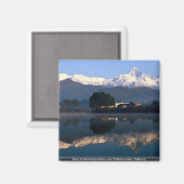 Uitzicht van Macchapuchhre boven het Pokhara-meer, Magneet (Voorkant / Achterkant)