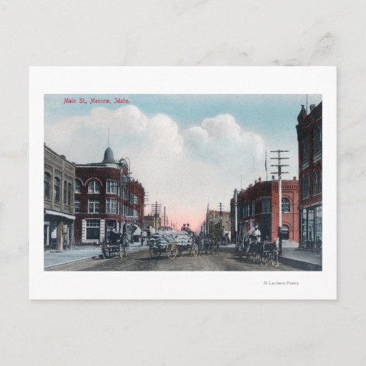 Uitzicht van Main Street and Horse Carriages Briefkaart (Voorkant)