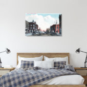 Uitzicht van Main Street and Horse Carriages Canvas Afdruk (Insitu (Slaapkamer))