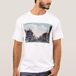 Uitzicht van Main Street and Horse Carriages T-shirt