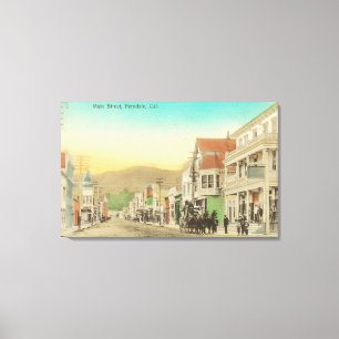 Uitzicht van Main Street, Horse Carriage Canvas Afdruk