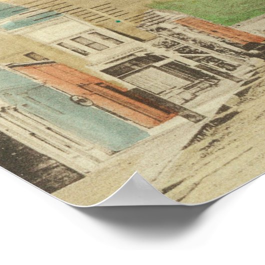 Uitzicht van Main Street, Horse Carriage Poster (Hoek)