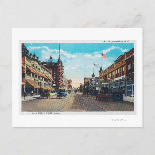 Uitzicht van Main Street met model-T Ford Cars Briefkaart (Voorkant)