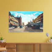 Uitzicht van Main Street met model-T Ford Cars Canvas Afdruk (Insitu (Woonkamer))