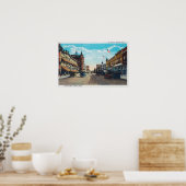 Uitzicht van Main Street met model-T Ford Cars Poster (Keuken)