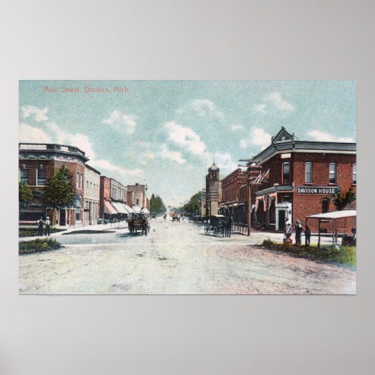 Uitzicht van Main StreetDavison, MI Poster (Voorkant)