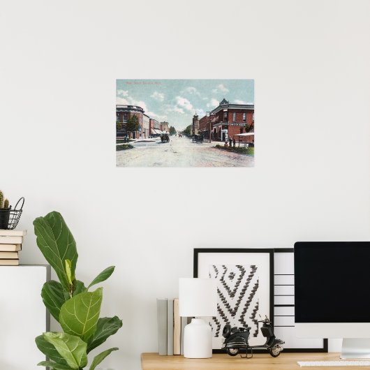 Uitzicht van Main StreetDavison, MI Poster (Thuiskantoor)