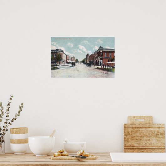 Uitzicht van Main StreetDavison, MI Poster (Keuken)