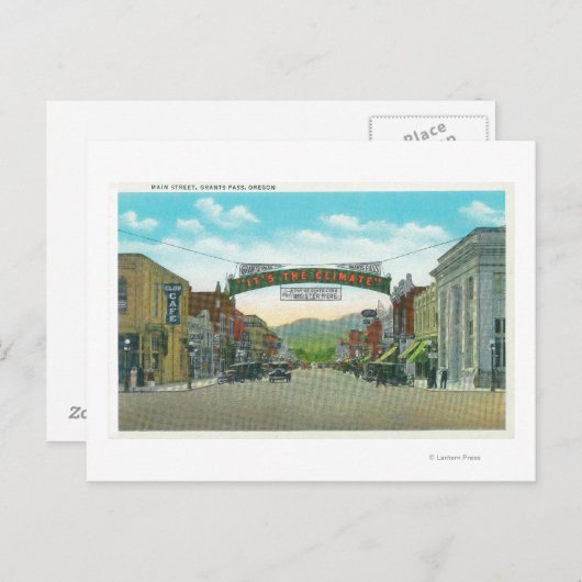 Uitzicht van Main StreetGrants Pass, OF Briefkaart (Voorkant / Achterkant)