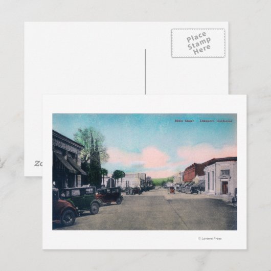 Uitzicht van Main StreetLakeport, CA Briefkaart (Voorkant / Achterkant)