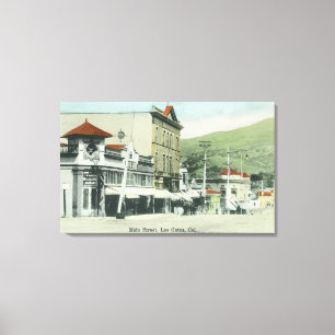 Uitzicht van Main StreetLos Gatos, CA Canvas Afdruk