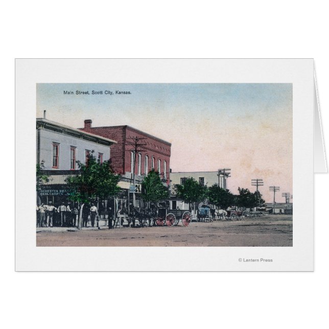 Uitzicht van Main StreetScott City, KS (Voorkant Horizontaal)