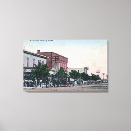 Uitzicht van Main StreetScott City, KS Canvas Afdruk (Voorkant)