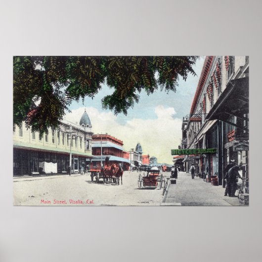 Uitzicht van Main StreetVisalia, CA Poster (Voorkant)