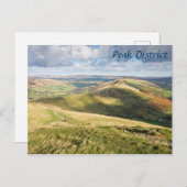 Uitzicht van Mam Tor, Peak District souvenir foto Briefkaart (Voorkant / Achterkant)