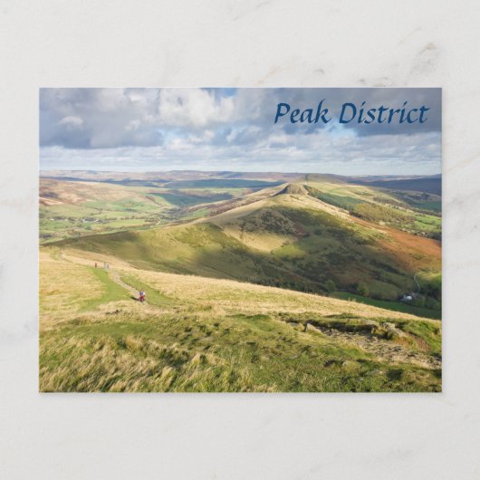 Uitzicht van Mam Tor, Peak District souvenir foto Briefkaart (Voorkant)