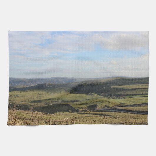 Uitzicht van Mam Tor. (Peak District) Theedoek (Horizontaal)