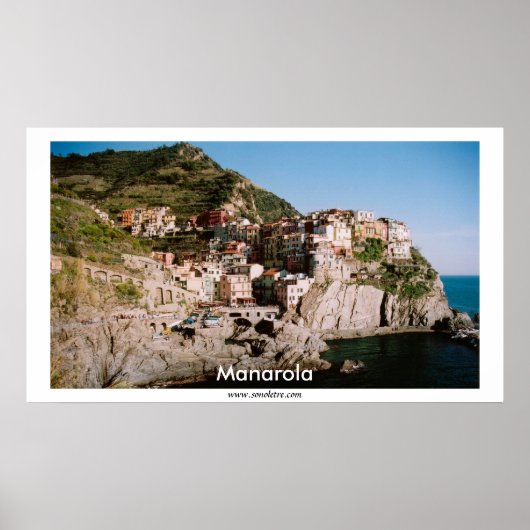 Uitzicht van Manarola Panorama Poster (Voorkant)