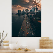 Uitzicht van Manhattan City Aerial Poster (Keuken)