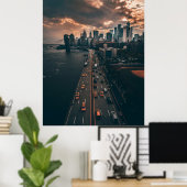 Uitzicht van Manhattan City Aerial Poster (Thuiskantoor)