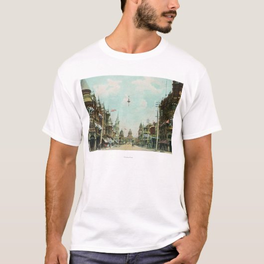 Uitzicht van Mariposa Street Facing City Hall T-shirt (Voorkant)