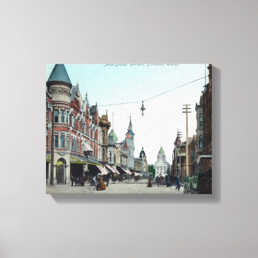 Uitzicht van Mariposa Street Fresno, CA Canvas Afdruk (Voorkant)