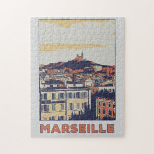 Uitzicht van Marseille illustratie Frankrijk Legpuzzel