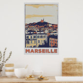 Uitzicht van Marseille illustratie Frankrijk Poster (Keuken)