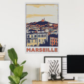 Uitzicht van Marseille illustratie Frankrijk Poster (Thuiskantoor)
