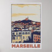 Uitzicht van Marseille illustratie Frankrijk Poster (Voorkant)