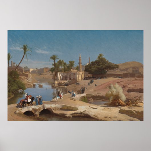 Uitzicht van Medinet El-Fayoum van Jean-Léon Gérôm Poster (Voorkant)