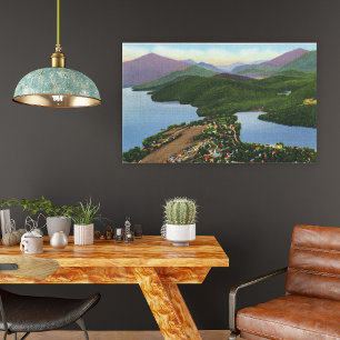 Uitzicht van meren van het type Placid en Mirror u Canvas Afdruk