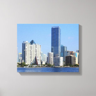 Uitzicht van Miami Skyline Canvas Afdruk