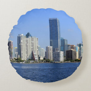 Uitzicht van Miami Skyline Rond Kussen