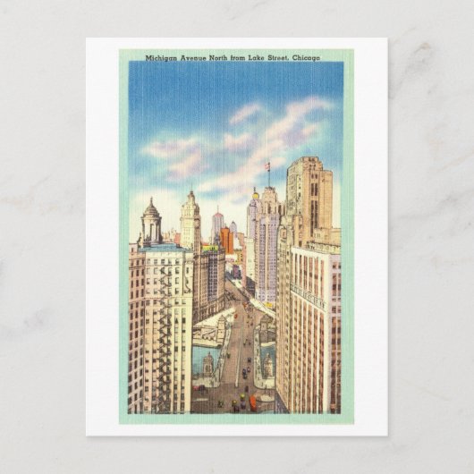 Uitzicht van Michigan Avenue Briefkaart (Voorkant)